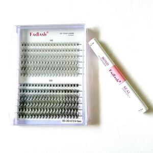 Fadlash DIY Eyelash Extension Kit – 10D & 20D Fans + Bond & Seal – New